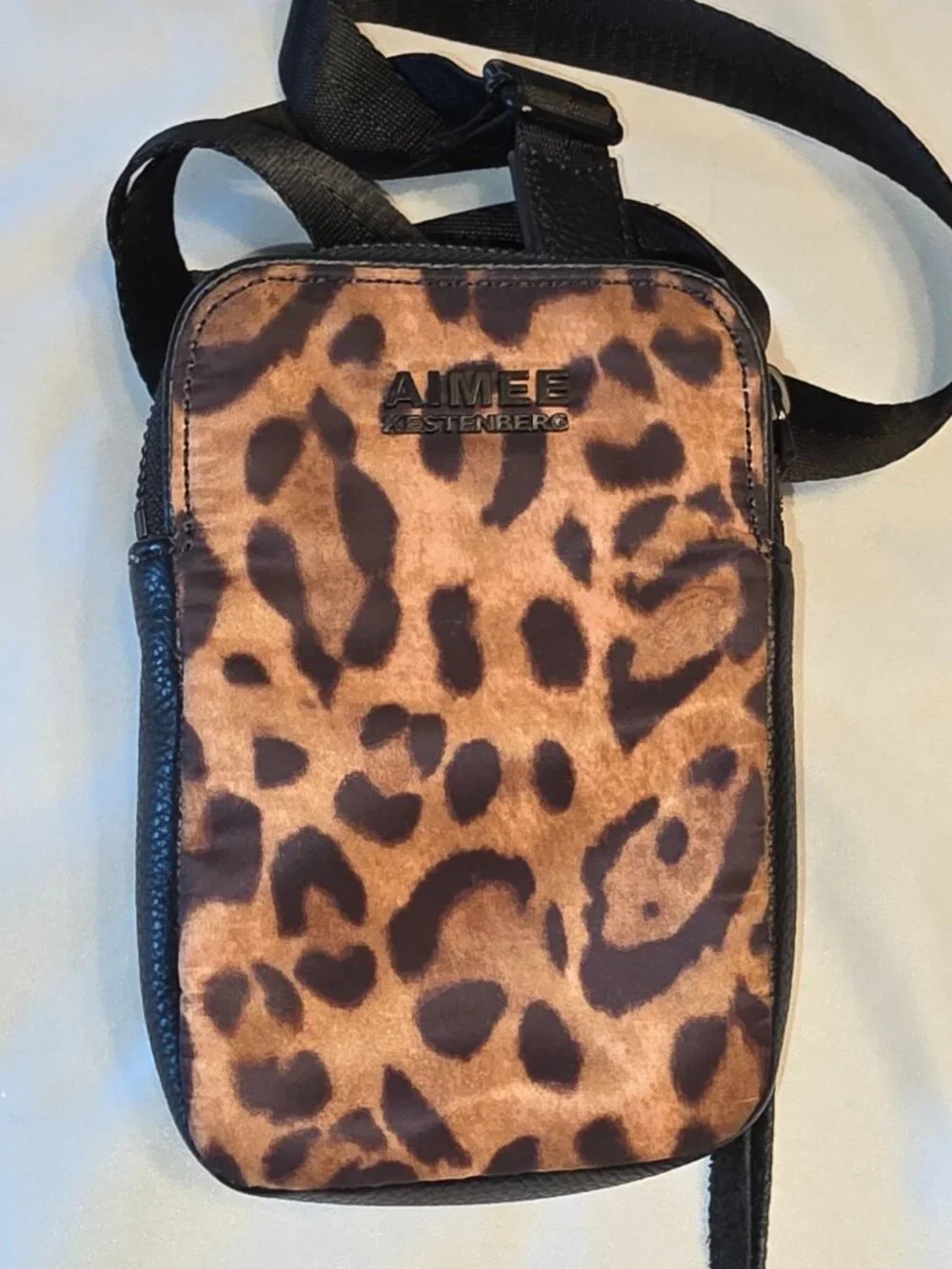 Aimee Kestenberg Leopard Print Crossbody Purse Shoulder Bag Cell Phone Pouch